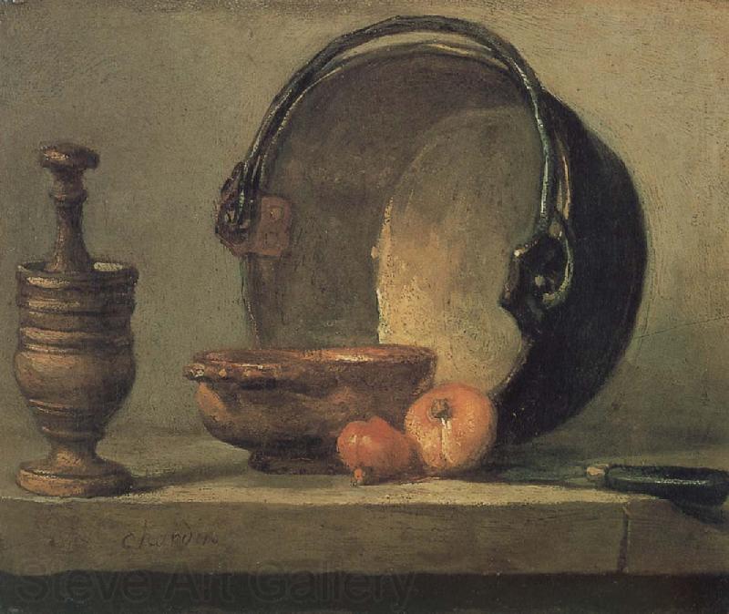 Jean Baptiste Simeon Chardin Bowl two onion copper clepsydras and knife